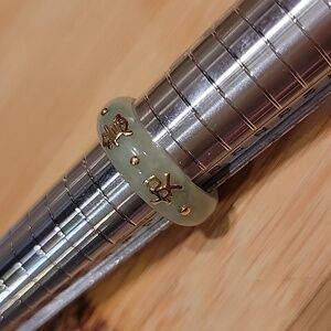 14k Yellow Gold Jade Ring, “Best Wishes” Marked 14k, China. Size 8.5